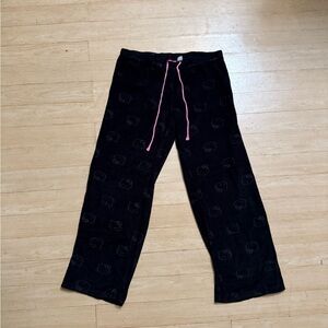 Hello Kitty Black Pajama Pants with Pink Drawstring